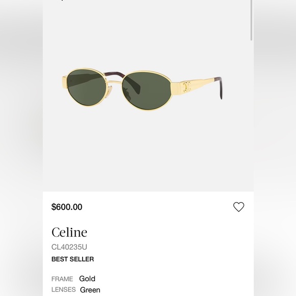 Celine Gold Oval Sunglasses Like New